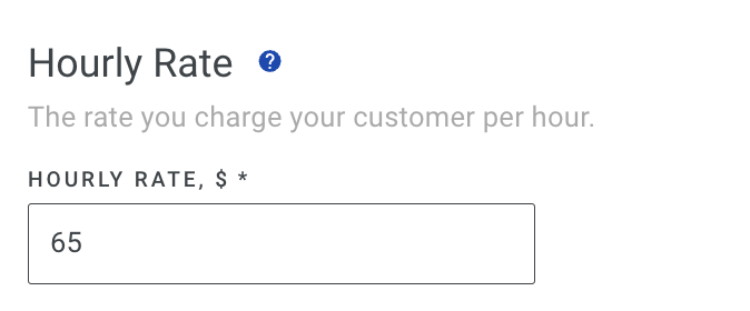 Screenshot showing the Hourly Rate setting with default rate field and customization checkbox