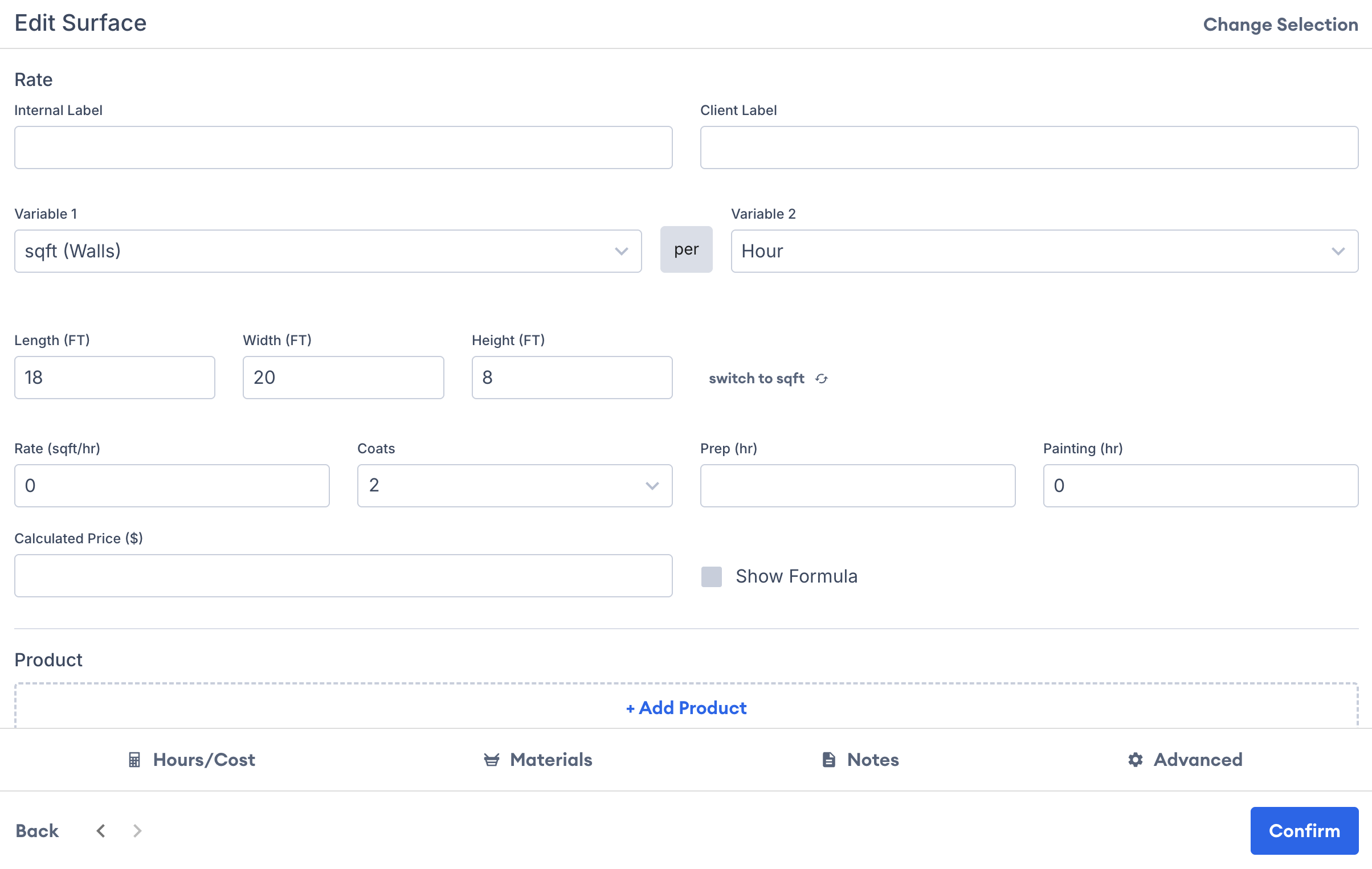 Screenshot showing the custom rate creation form with all customizable fields