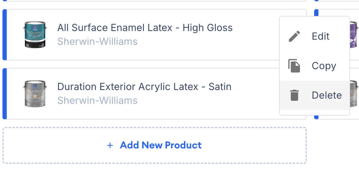Screenshot showing the three-dot menu on a product with the option to delete it from your library
