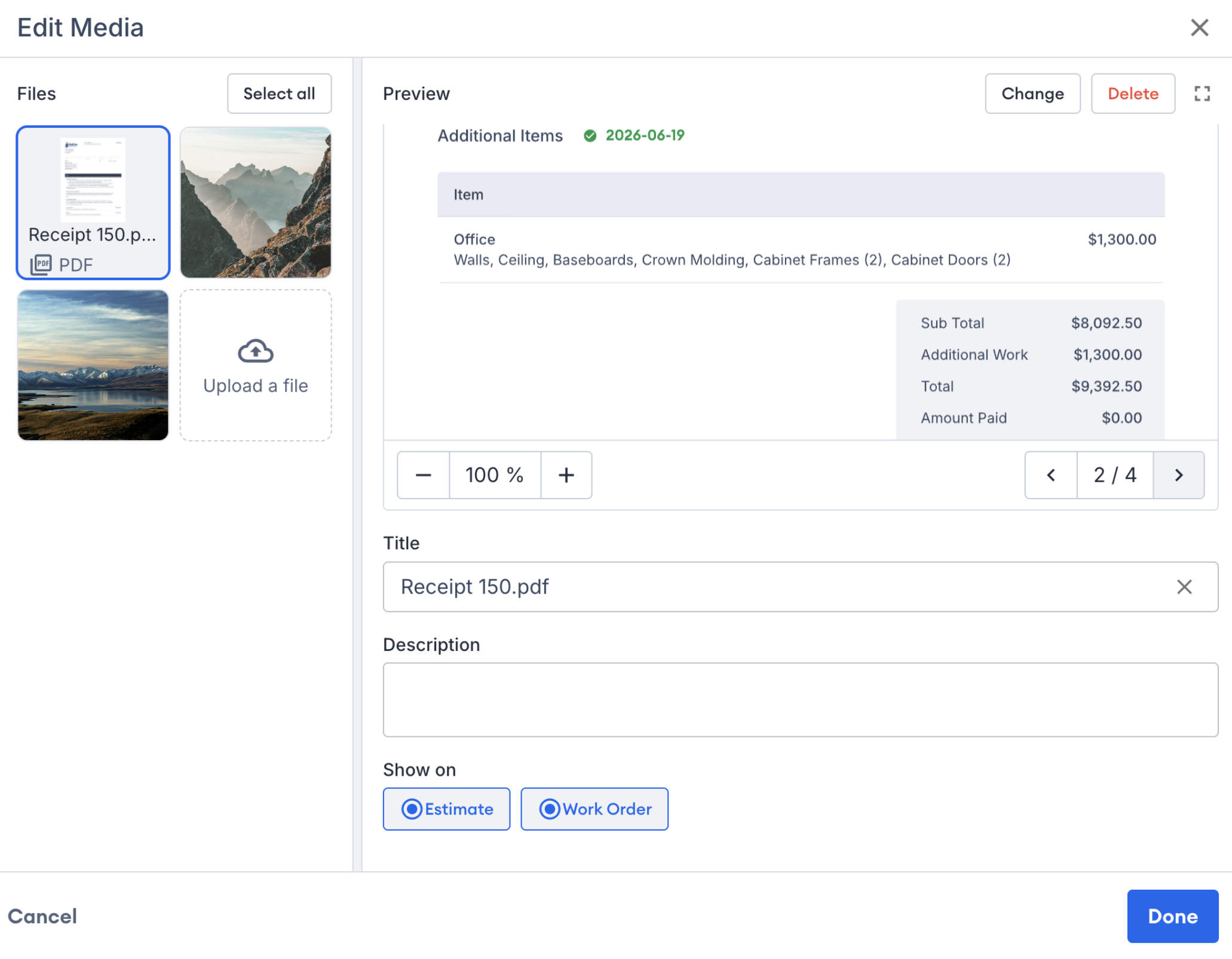 PDF open in the media viewer with page navigation and preview controls