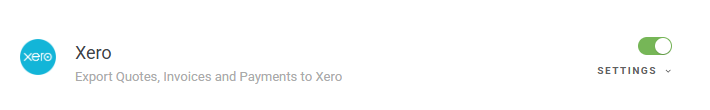 Screenshot showing the Xero integration toggle in PaintScout Account Settings
