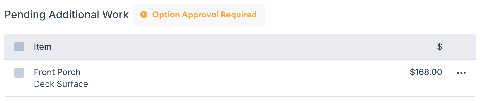 Screenshot showing the orange Option Approval Required button for on-site approval