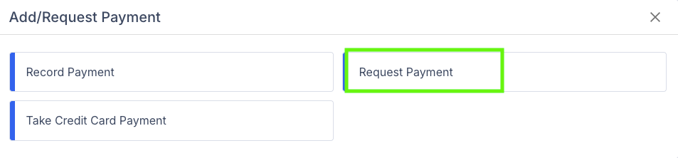 Screenshot showing the Request Payment option in the pop-up menu